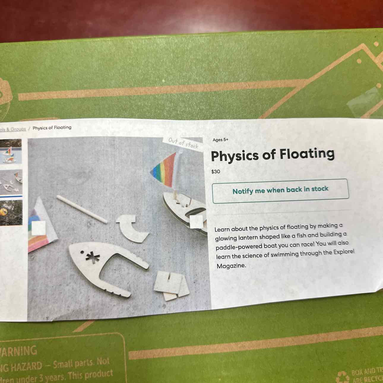 NEW Kiwi Co Physics of Floating Kit Toys