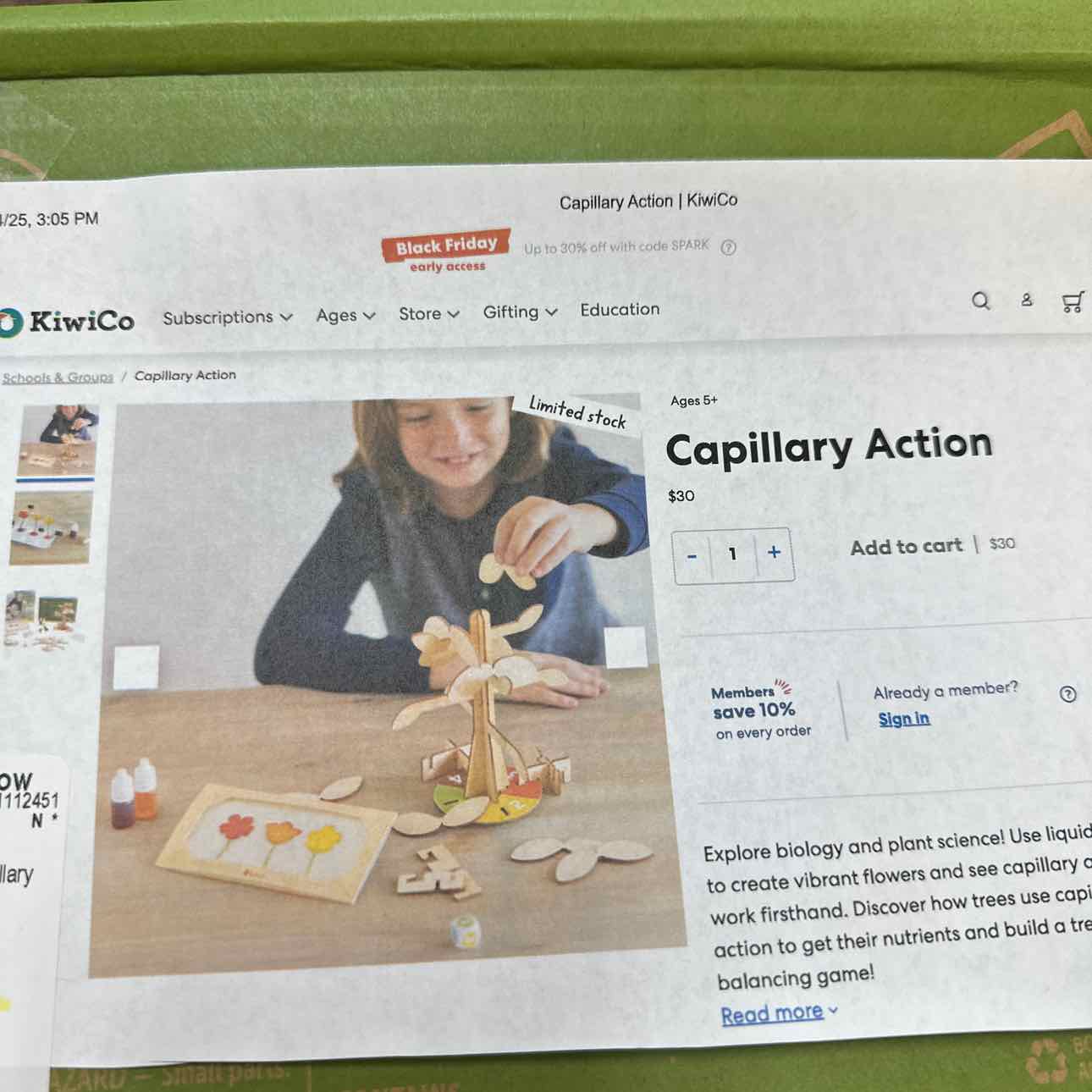 NEW Kiwi Co Kiwi Crate Capillary Action Kit Toys