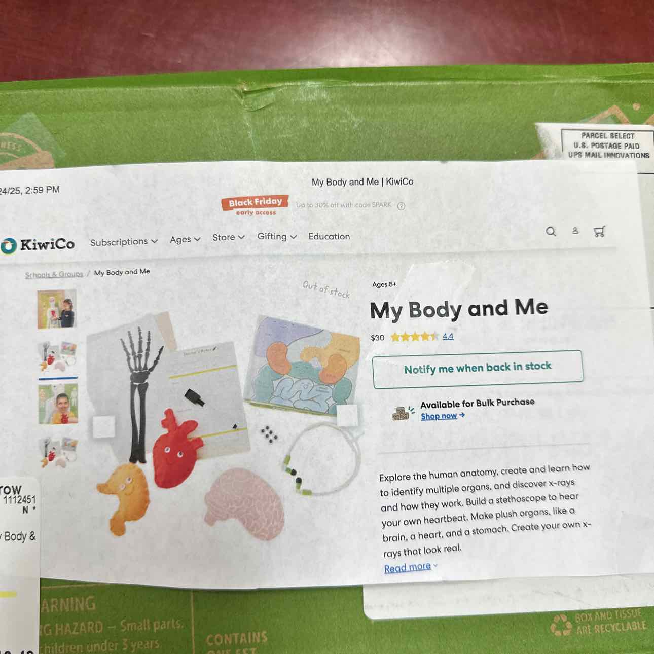 NEW Kiwi Co Kiwi Crate My Body & Me Kit Toys